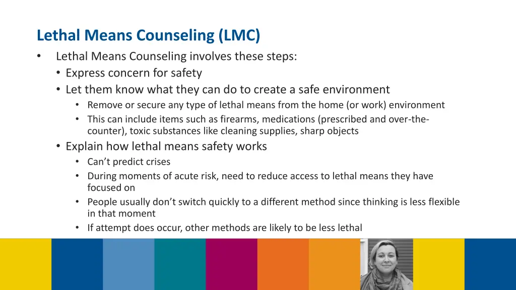 lethal means counseling lmc lethal means