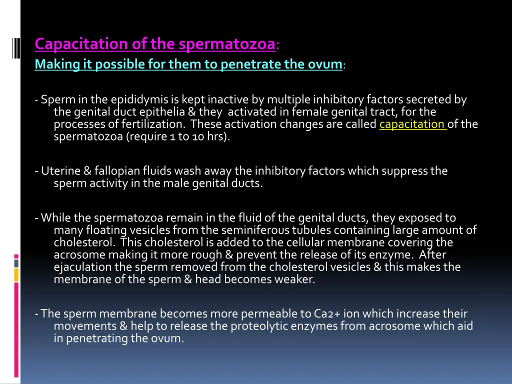 capacitation of the spermatozoa making