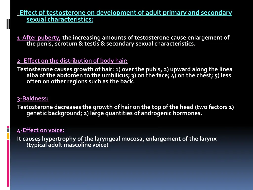 effect pf testosterone on development of adult