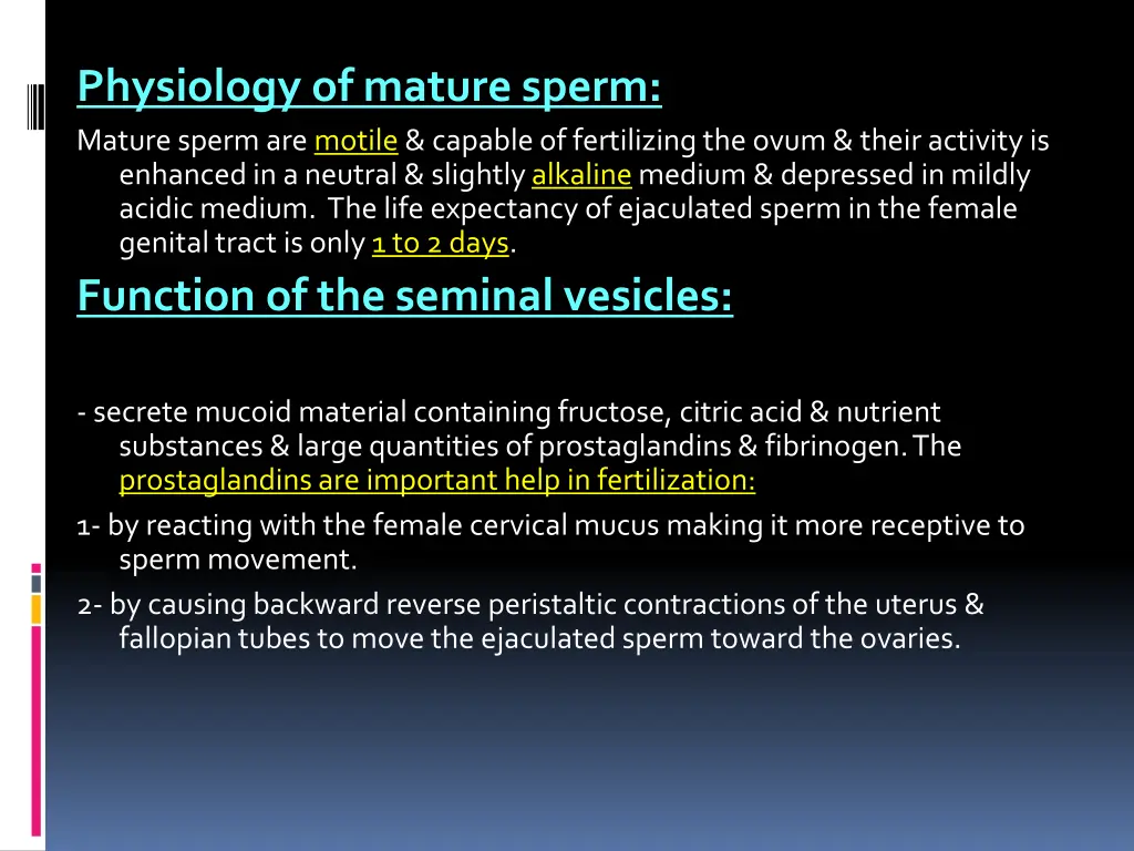 physiology of mature sperm mature sperm