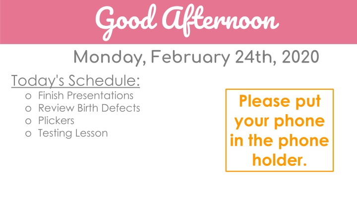 good afternoon monday february 24th 2020