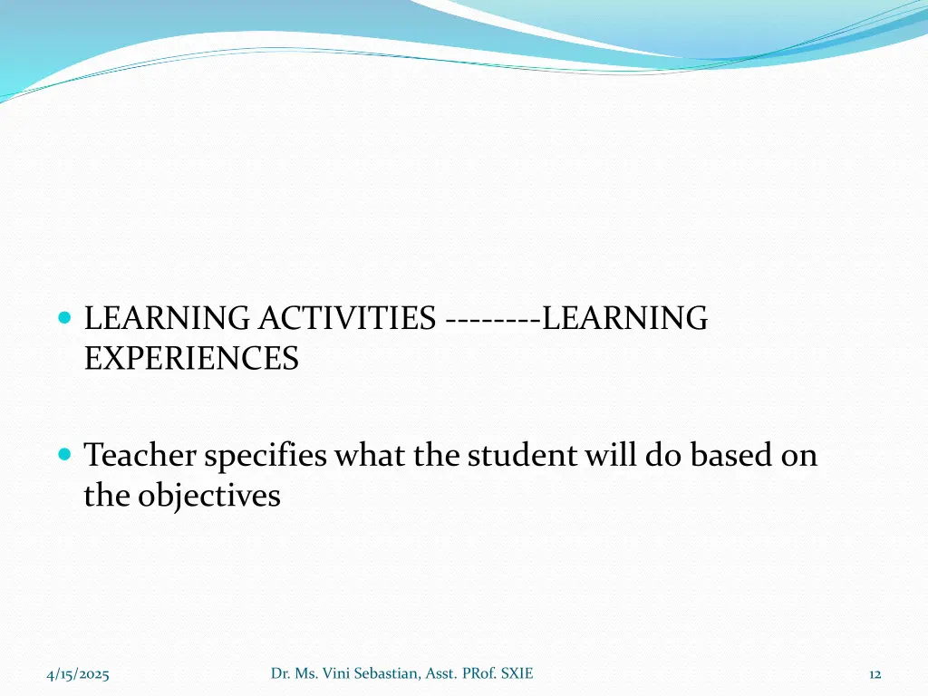 learning activities learning experiences