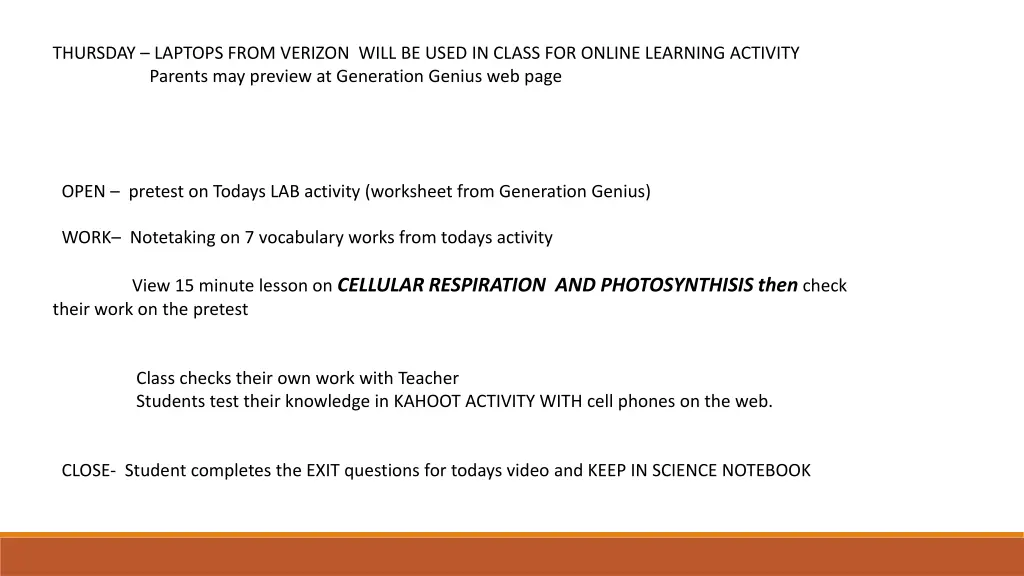 thursday laptops from verizon will be used