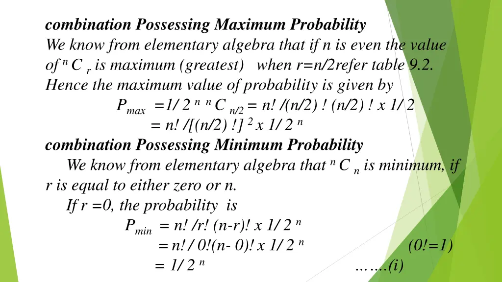 combination possessing maximum probability