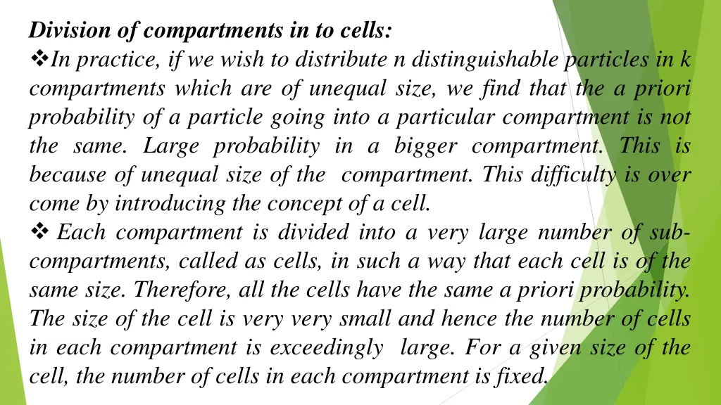 division of compartments in to cells in practice