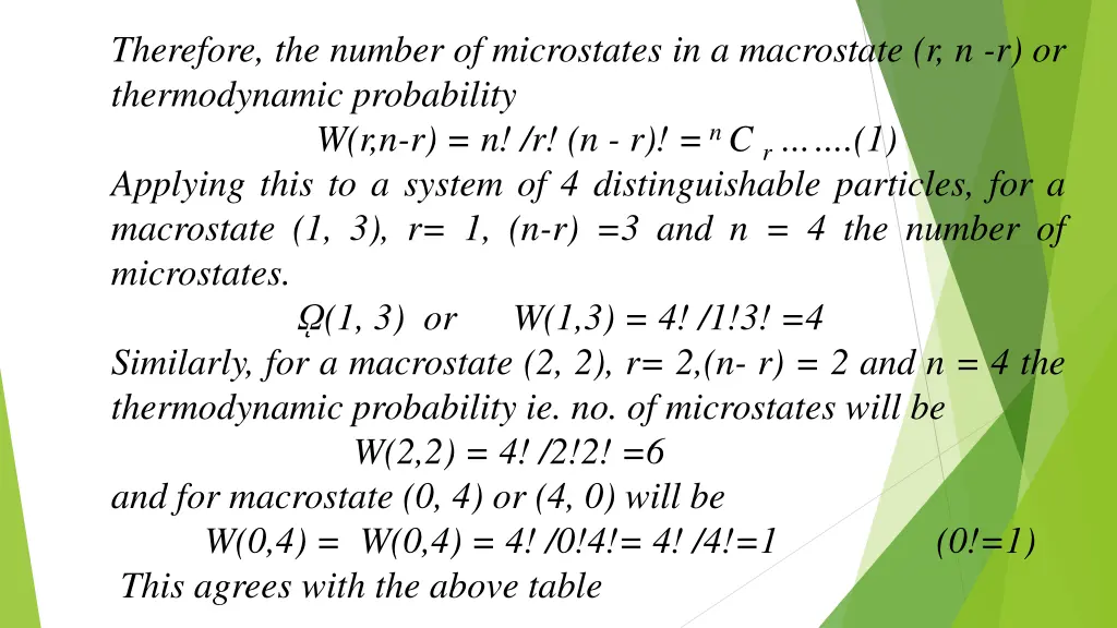 therefore the number of microstates
