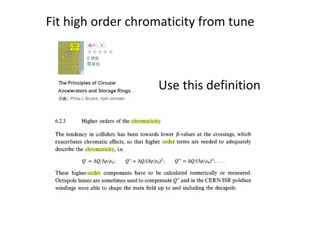 fit high order chromaticity from tune