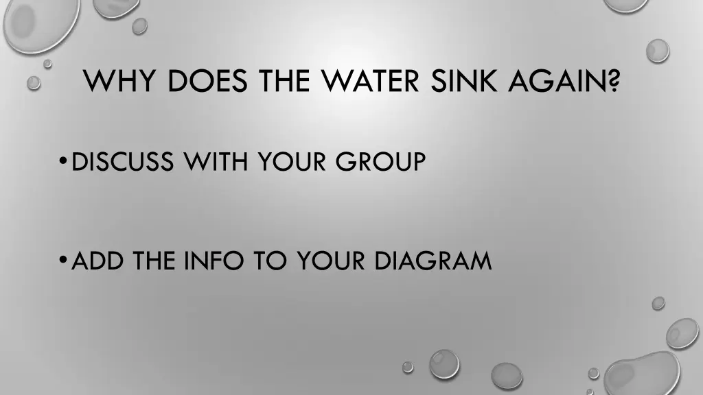 why does the water sink again