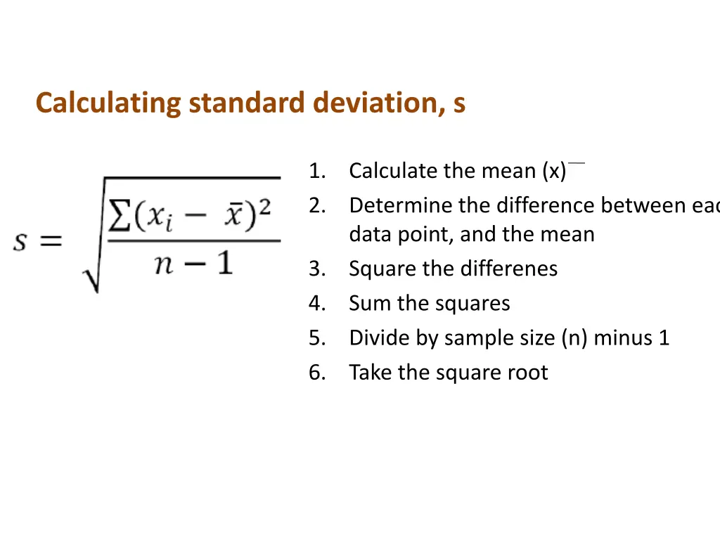 calculating standard deviation s