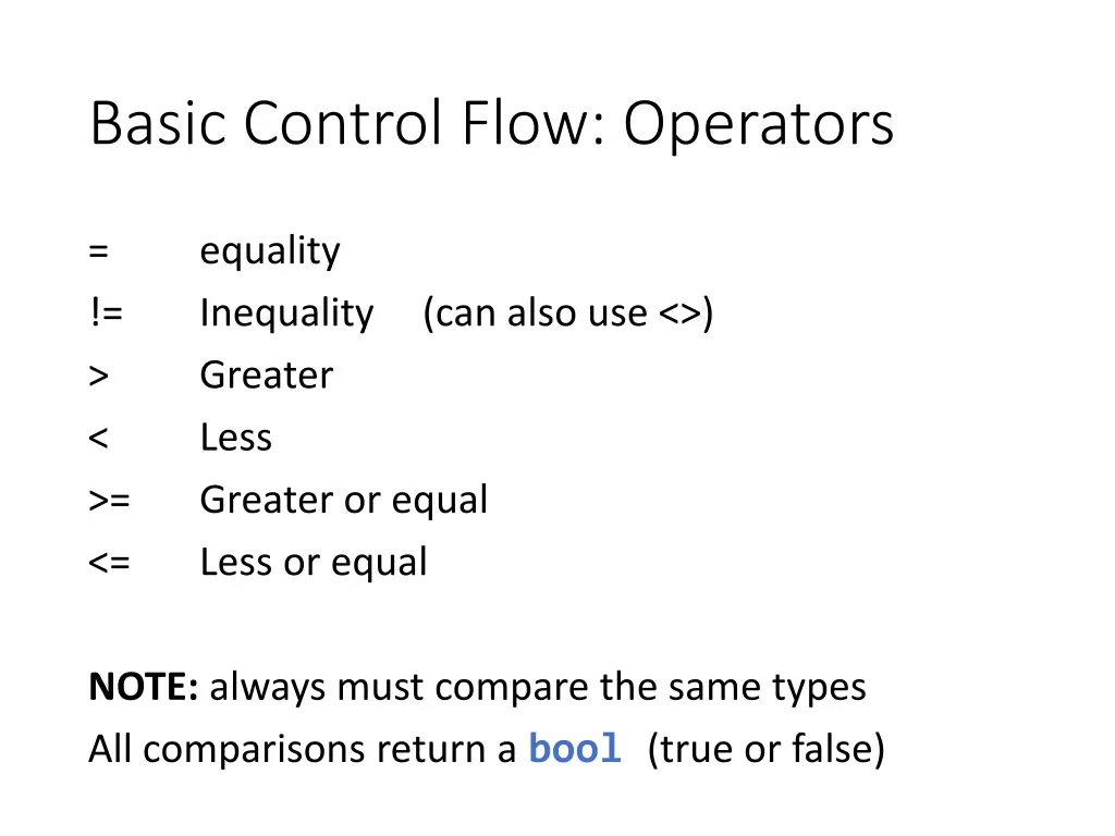 basic control flow operators