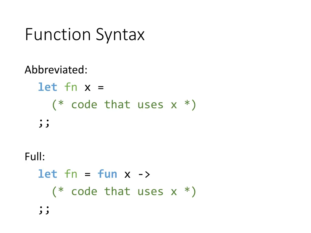 function syntax