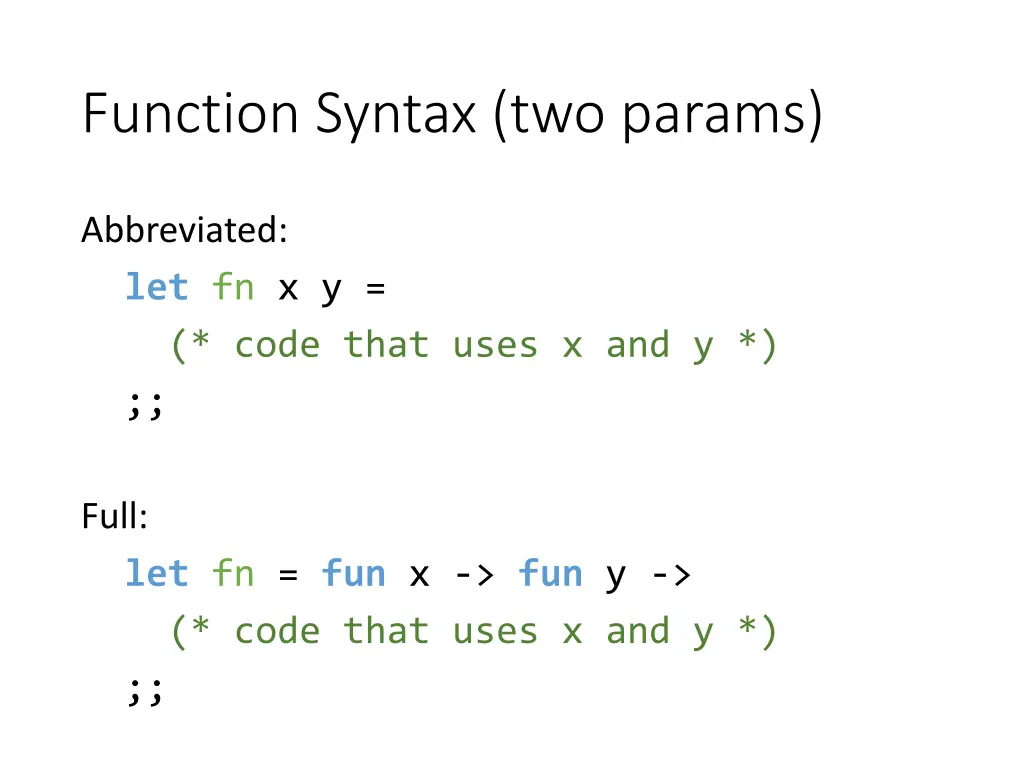 function syntax two params
