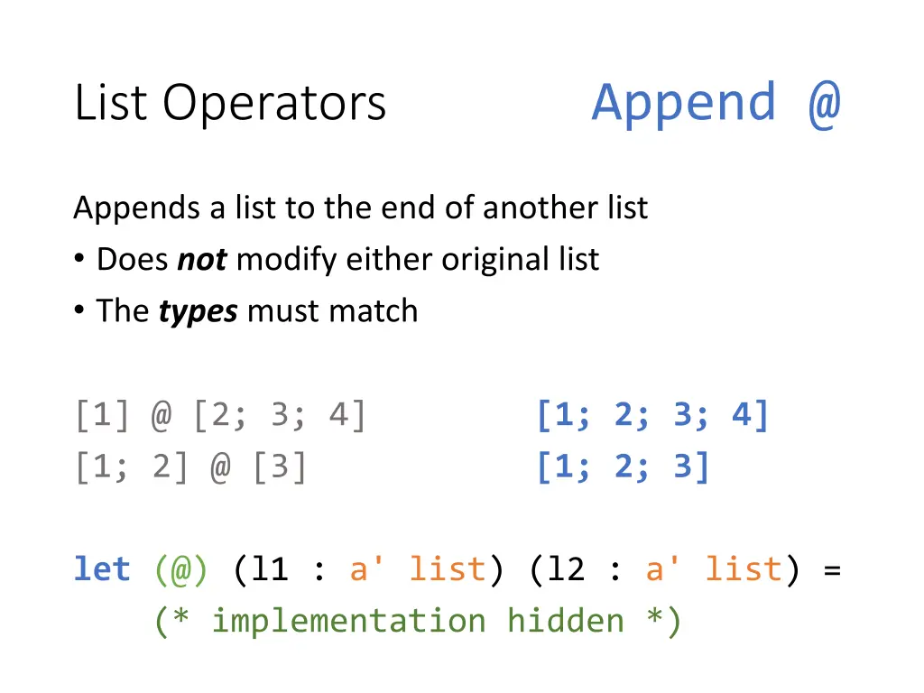 list operators 1