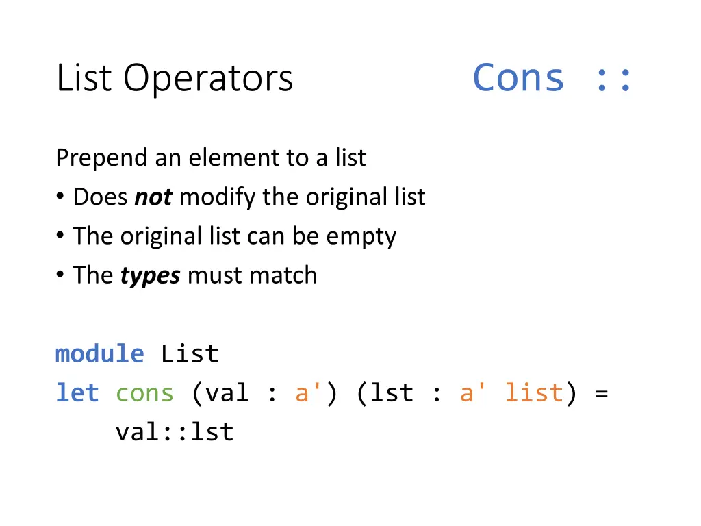 list operators