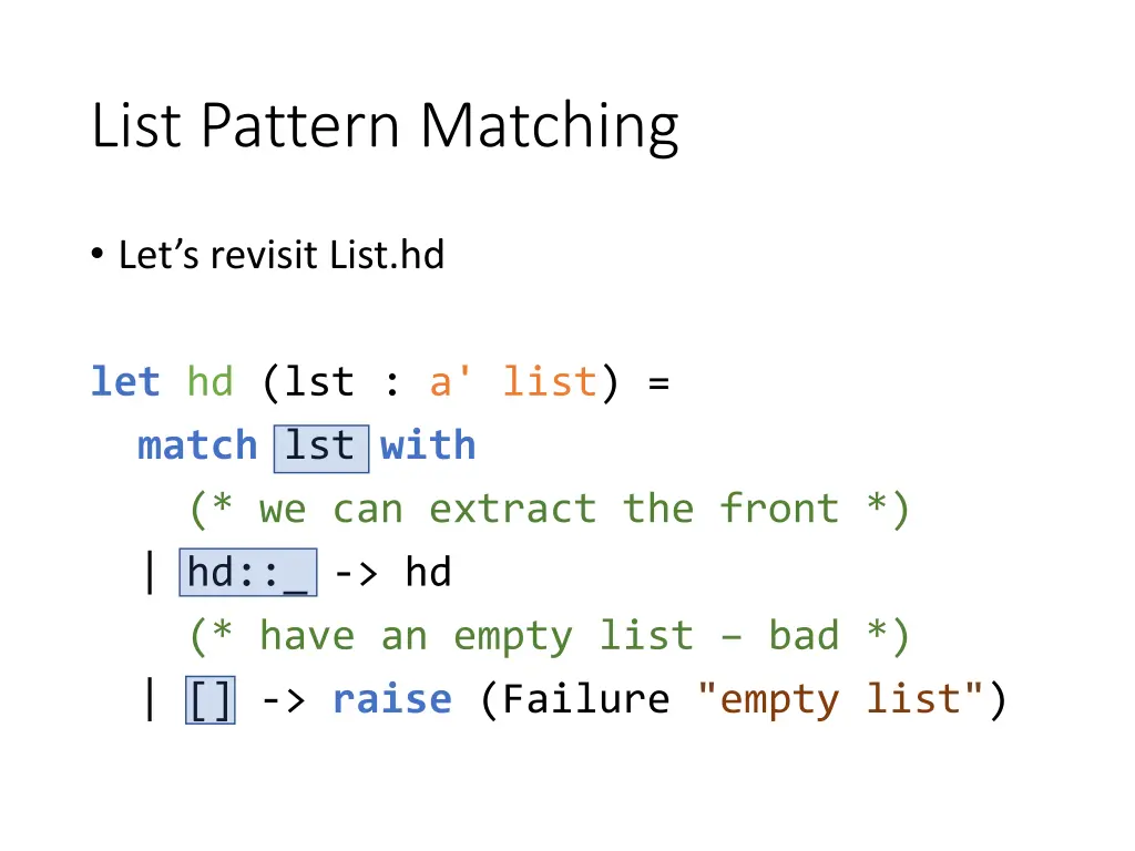 list pattern matching