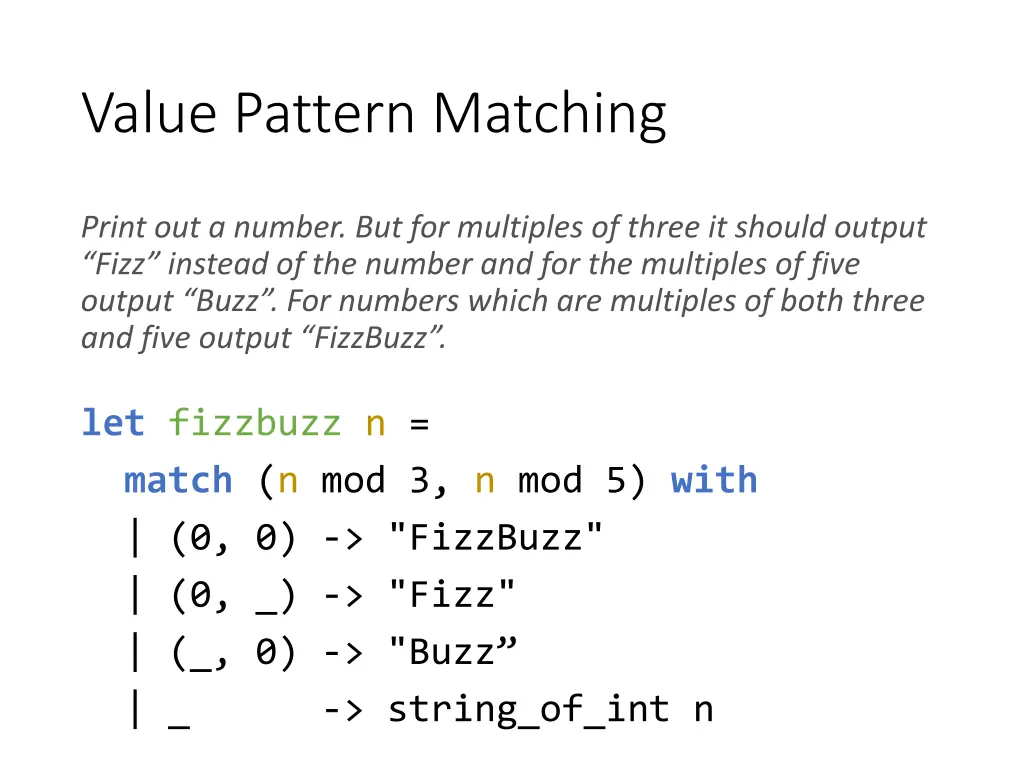 value pattern matching