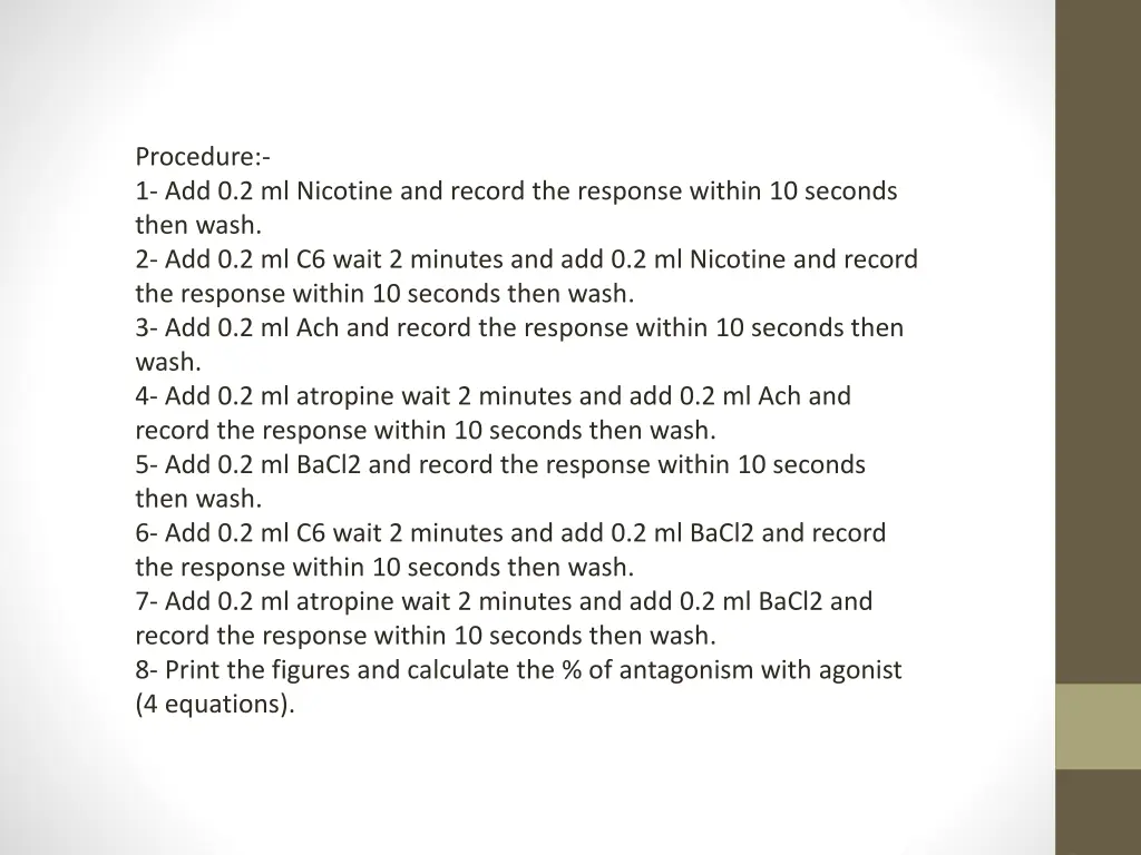 procedure 1 add 0 2 ml nicotine and record