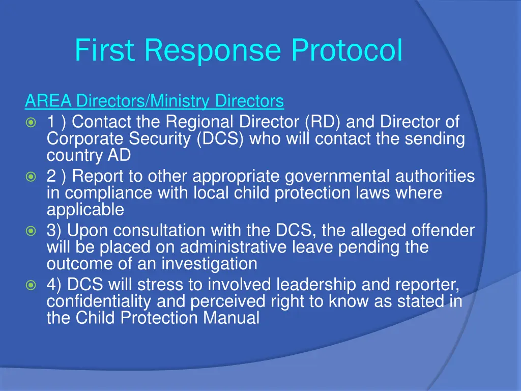 first response protocol