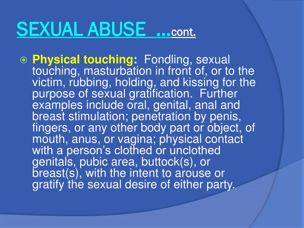 sexual abuse sexual abuse cont