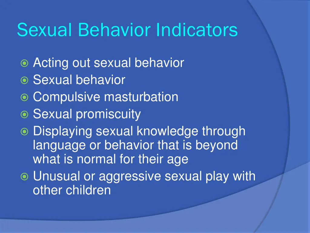 sexual behavior indicators