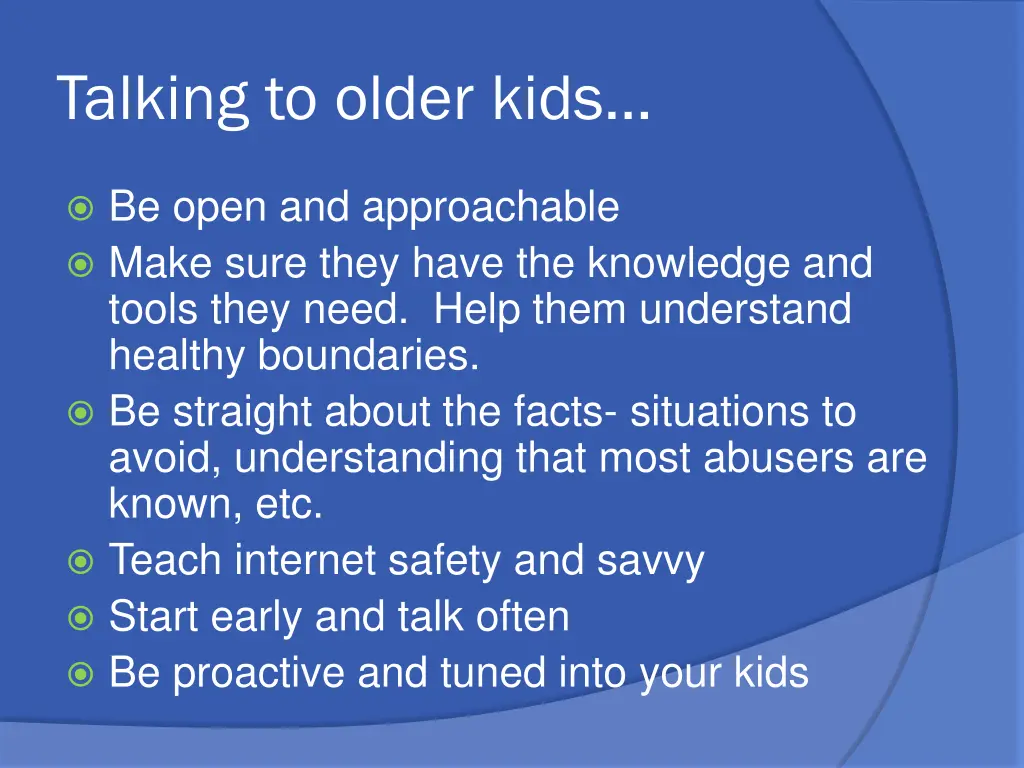 talking to older kids