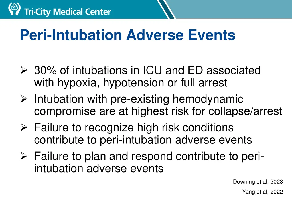 peri intubation adverse events