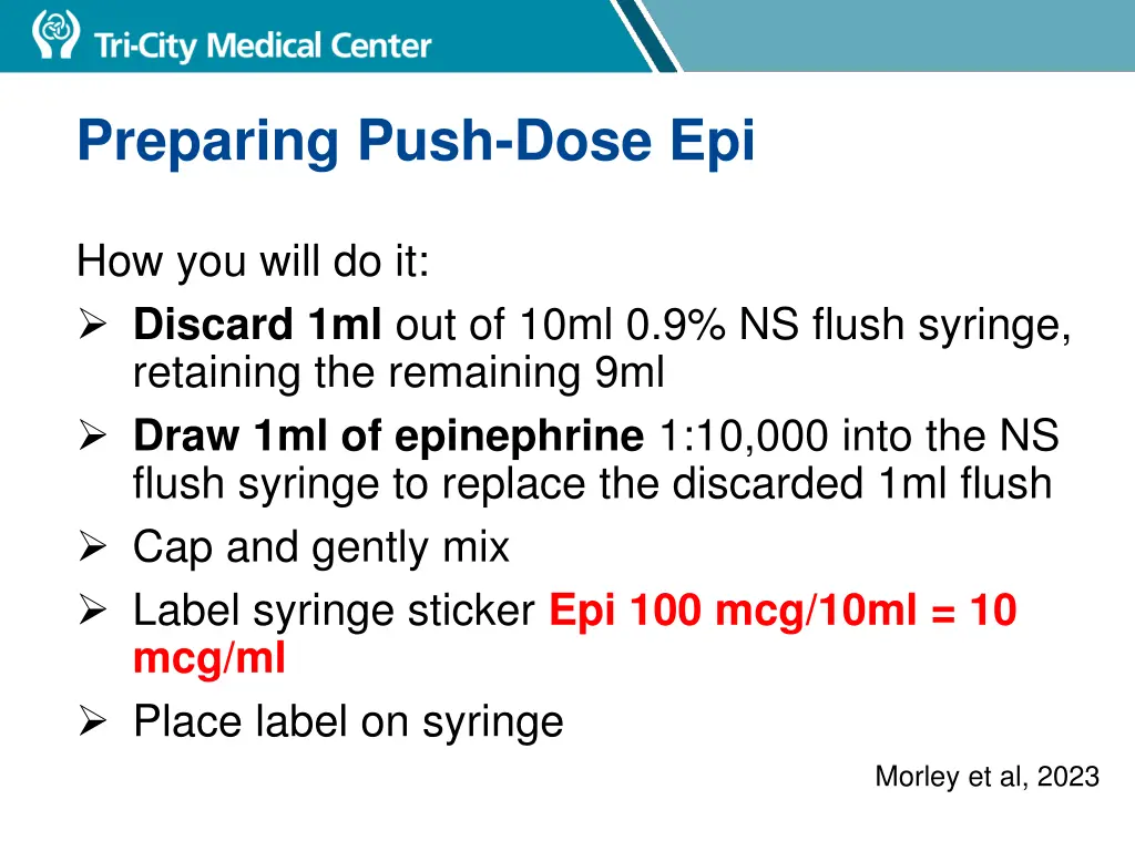 preparing push dose epi 1