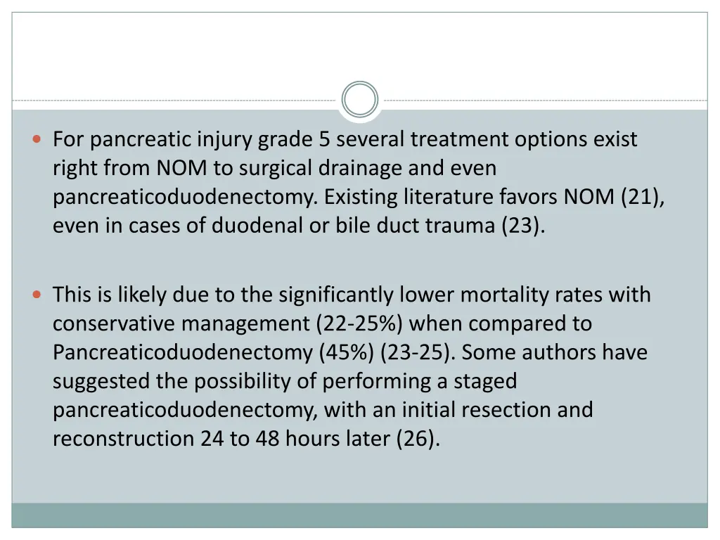 for pancreatic injury grade 5 several treatment