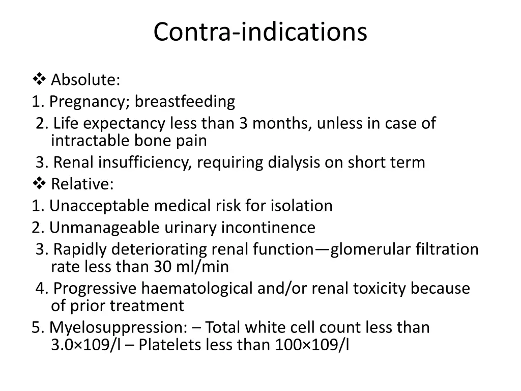 contra indications