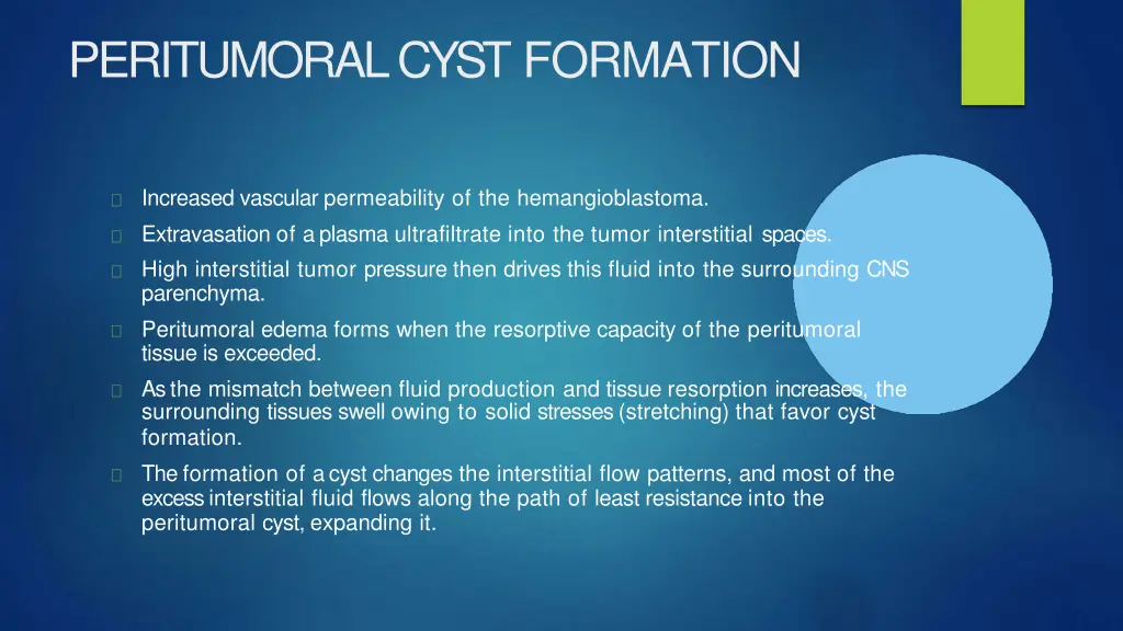 peritumoral cyst formation