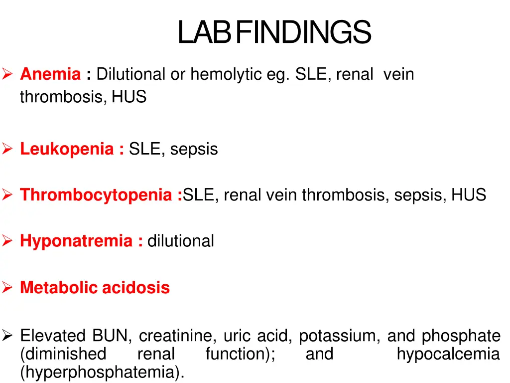 lab findings