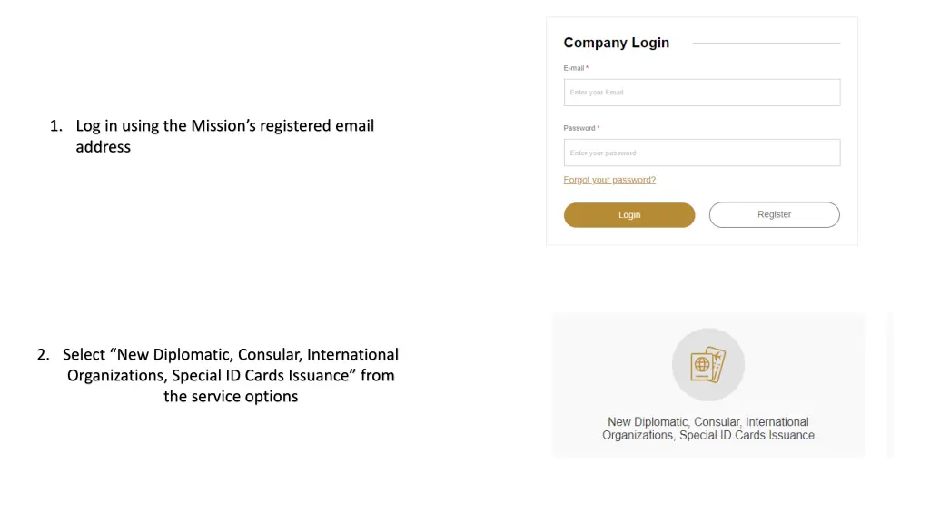 1 log in using the mission s registered email