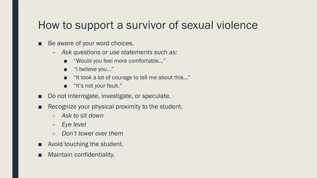 how to support a survivor of sexual violence