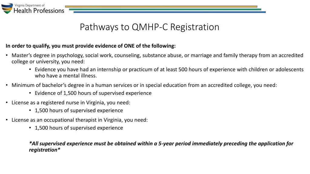pathways to qmhp c registration