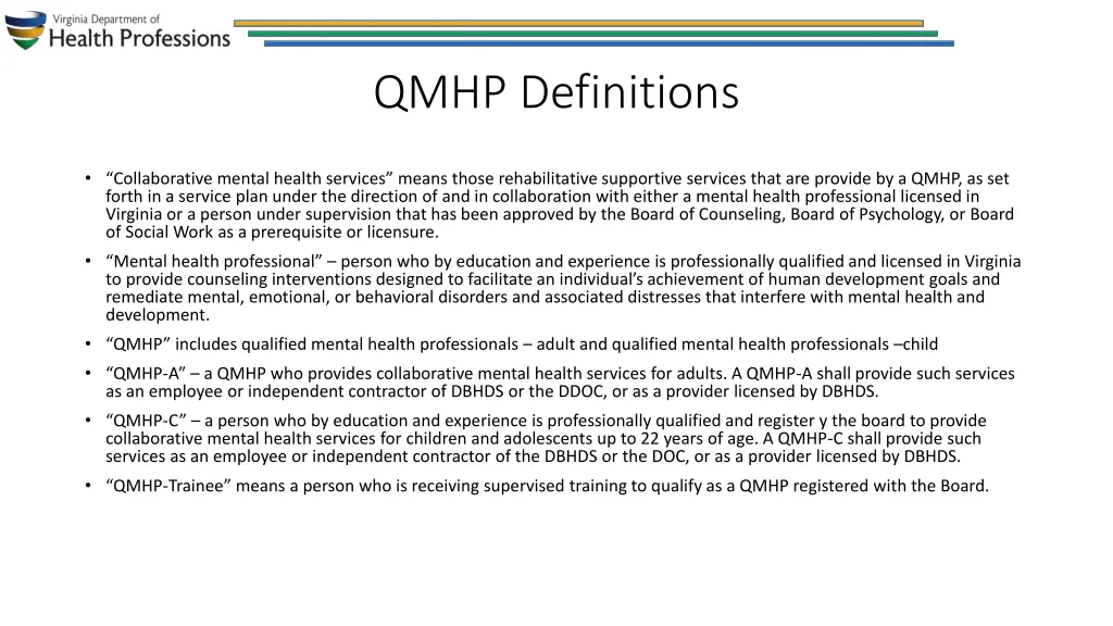 qmhp definitions