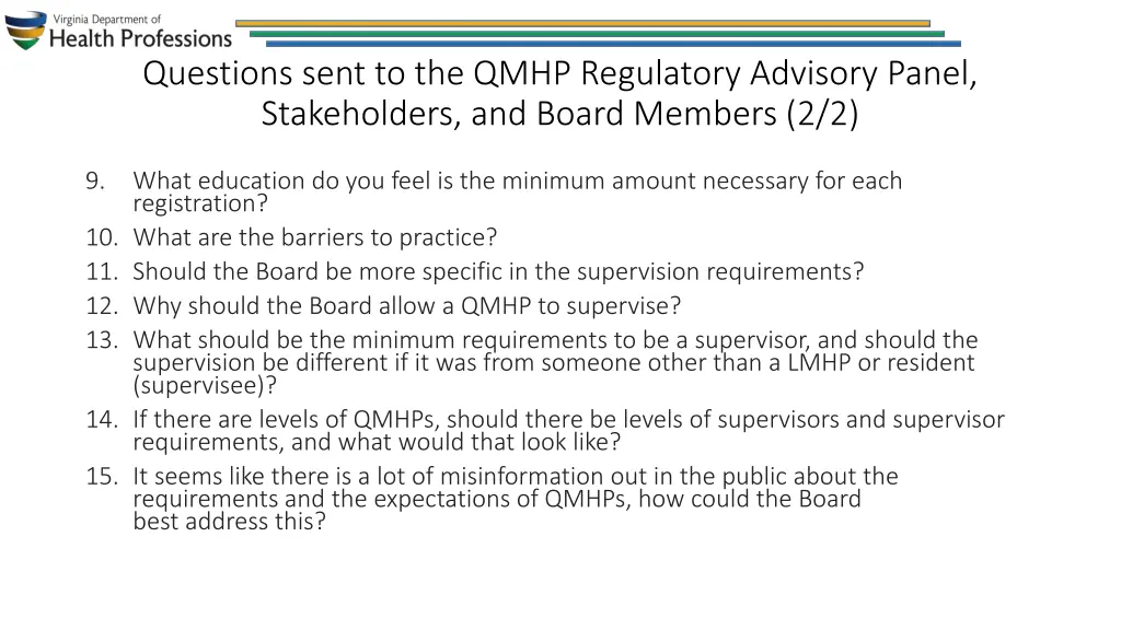 questions sent to the qmhp regulatory advisory 1