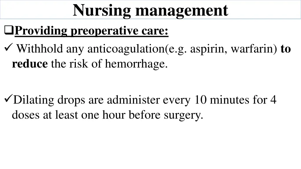 nursing management providing preoperative care