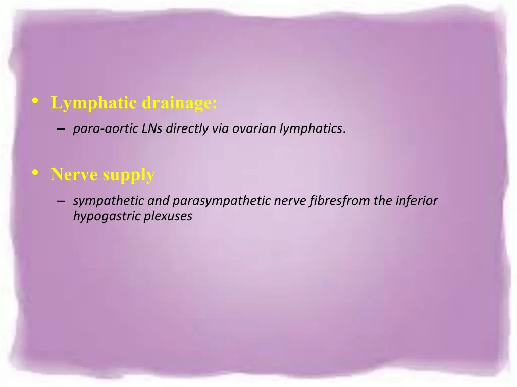 lymphatic drainage para aortic lns directly