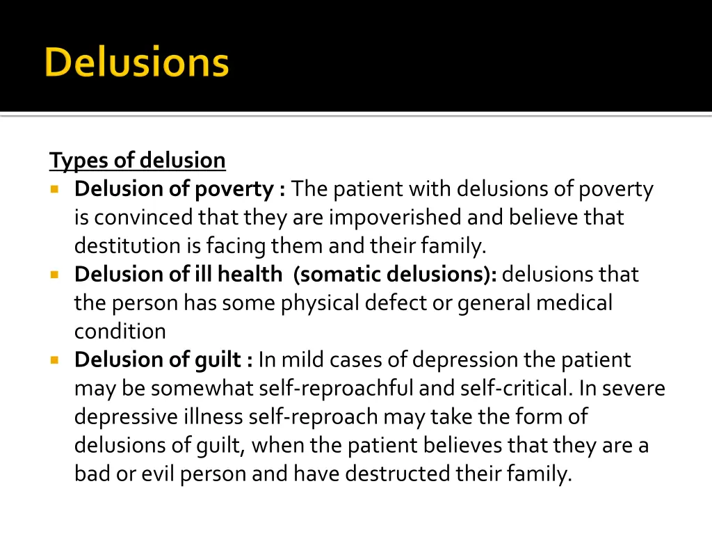 types of delusion delusion of poverty the patient