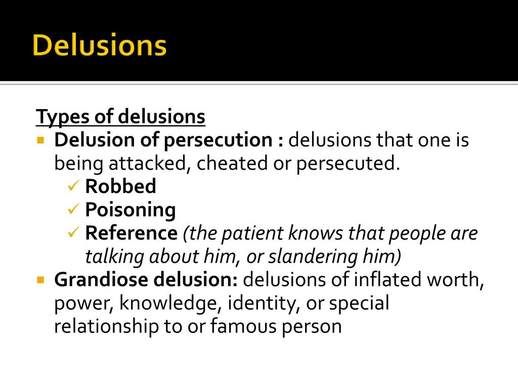 types of delusions delusion of persecution