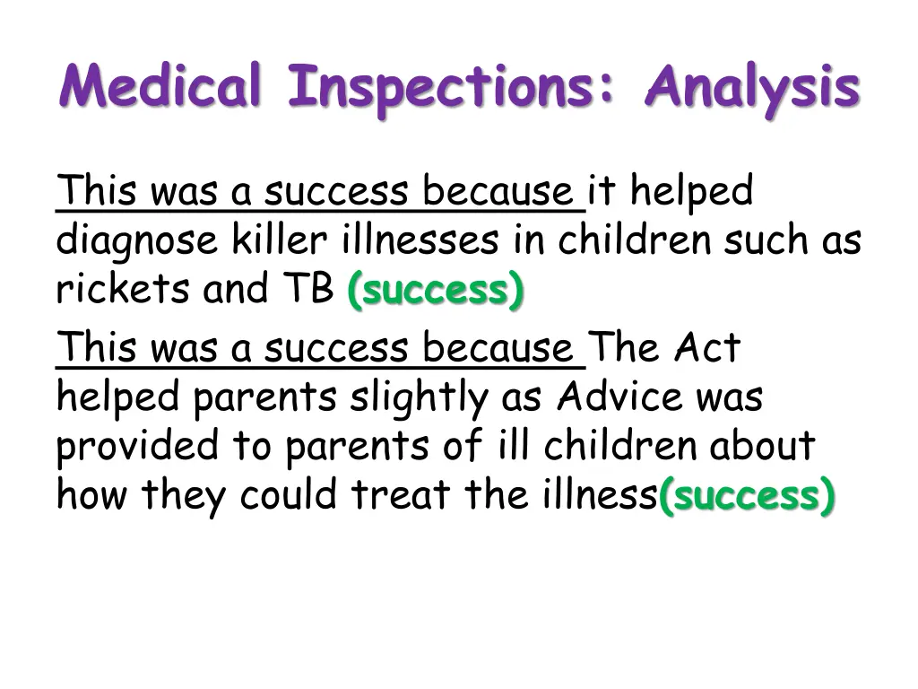 medical inspections analysis