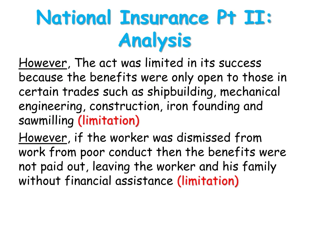 national insurance pt ii analysis however