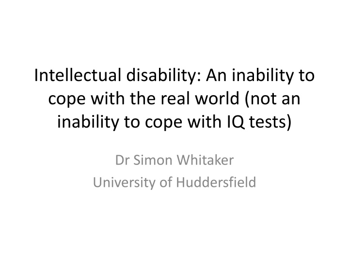 intellectual disability an inability to cope with