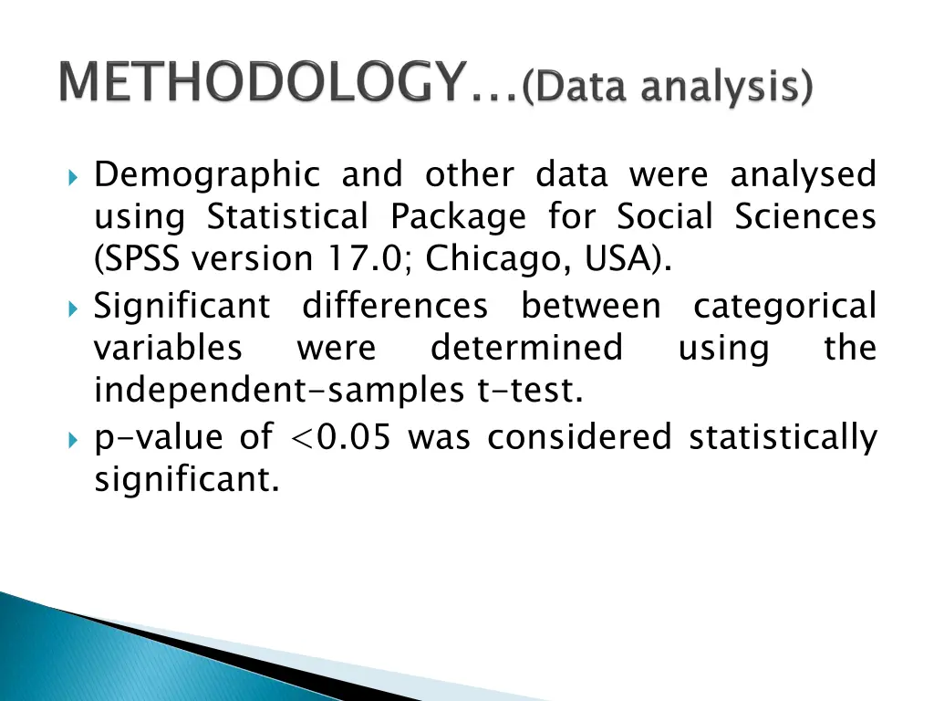 demographic and other data were analysed using