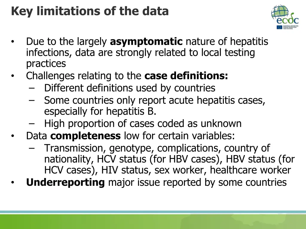 key limitations of the data
