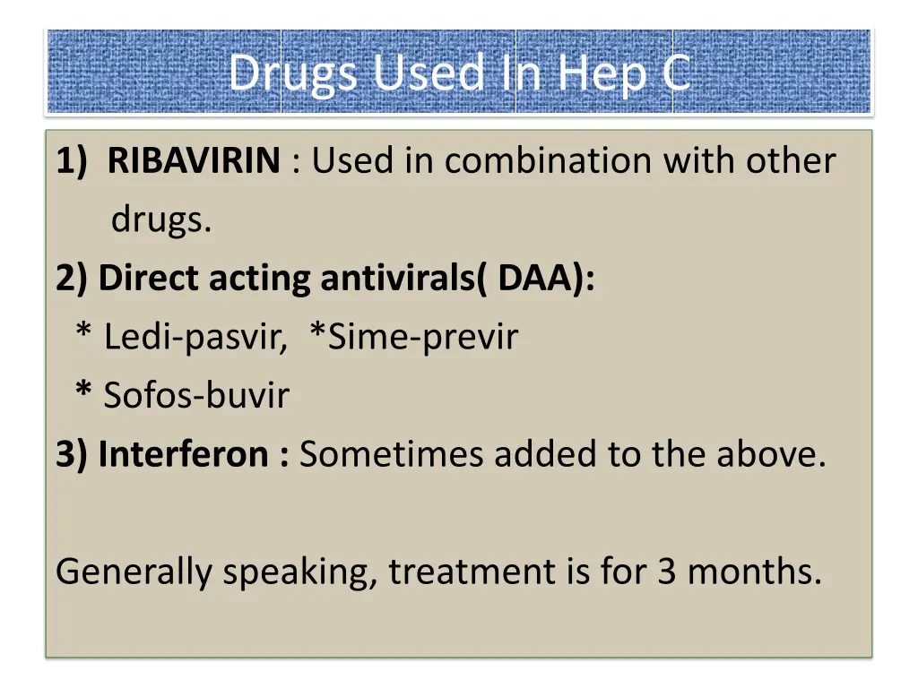 drugs used in hep c