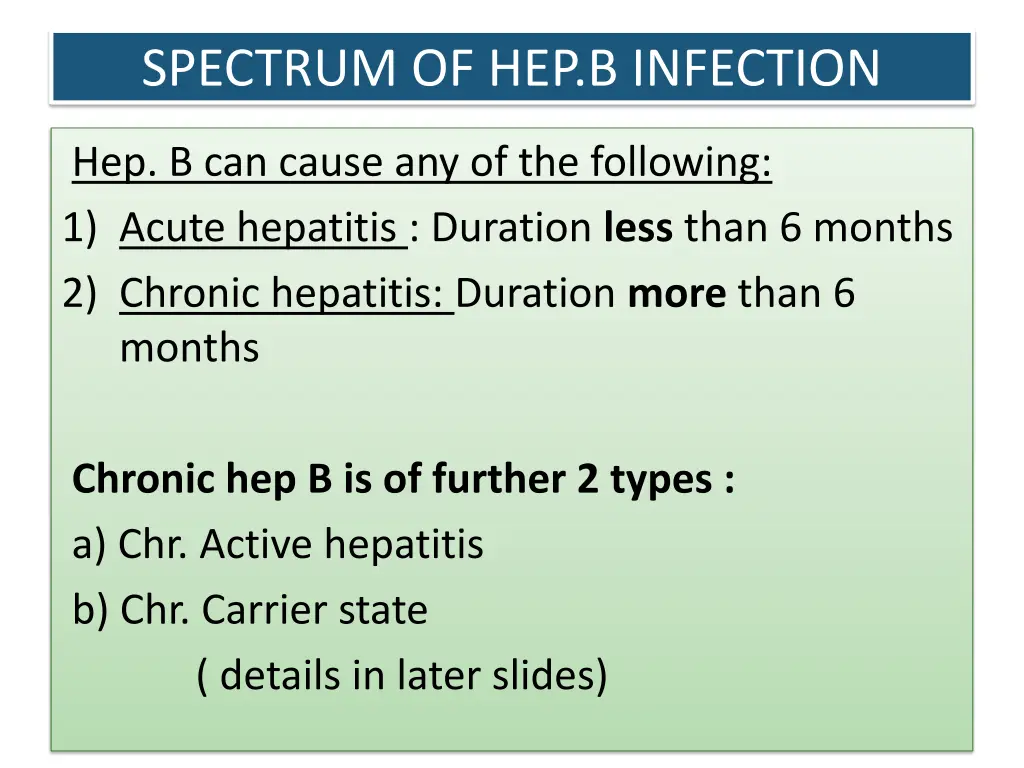 spectrum of hep b infection