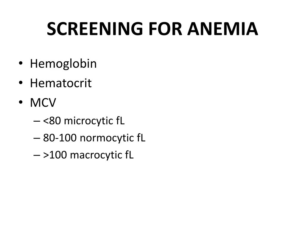 screening for anemia