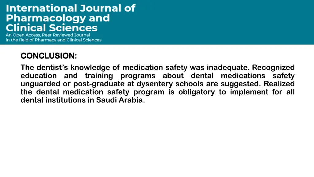 conclusion conclusion the dentist s knowledge