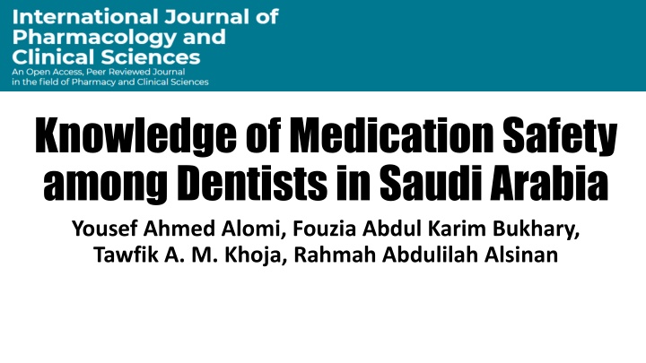 knowledge of medication safety among dentists